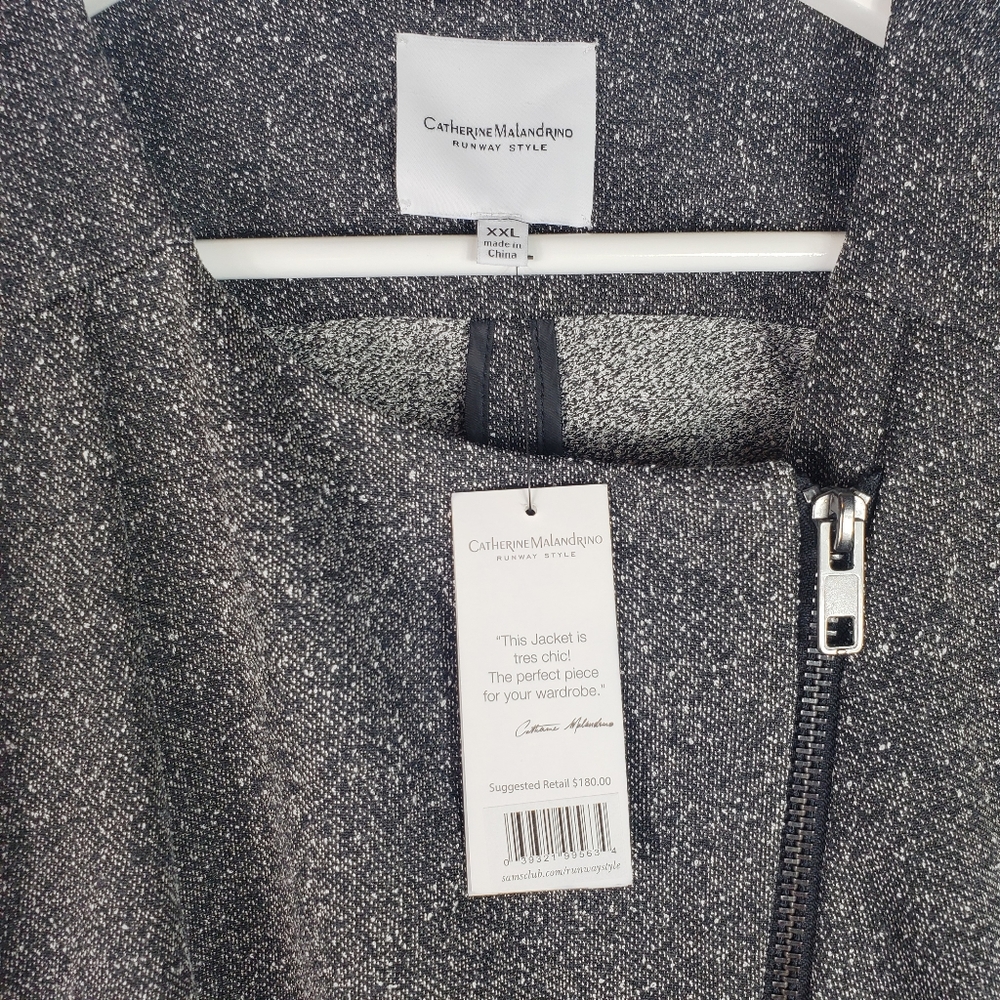 Runway Style Gray Edgy Plus-Size Bomber Jacket - Picture 9 of 14